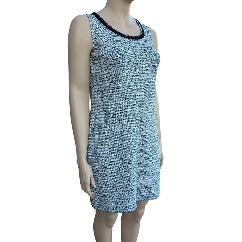 ST JOHN COLLECTION Spring 2014 Blue Tweed Knit Sleeveless Sheath Dress Size 14